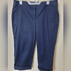 Eileen Fisher women pants capri blue SZ Medium organic cotton stretch